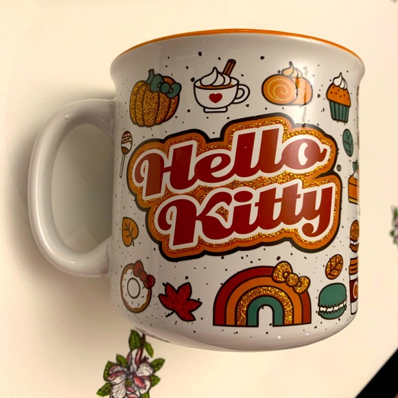 Hello Kitty Other - 🎃Hello Kitty Sanrio Fall Glitter Pumpkin Coffee Mug Ceramic Double Sided New